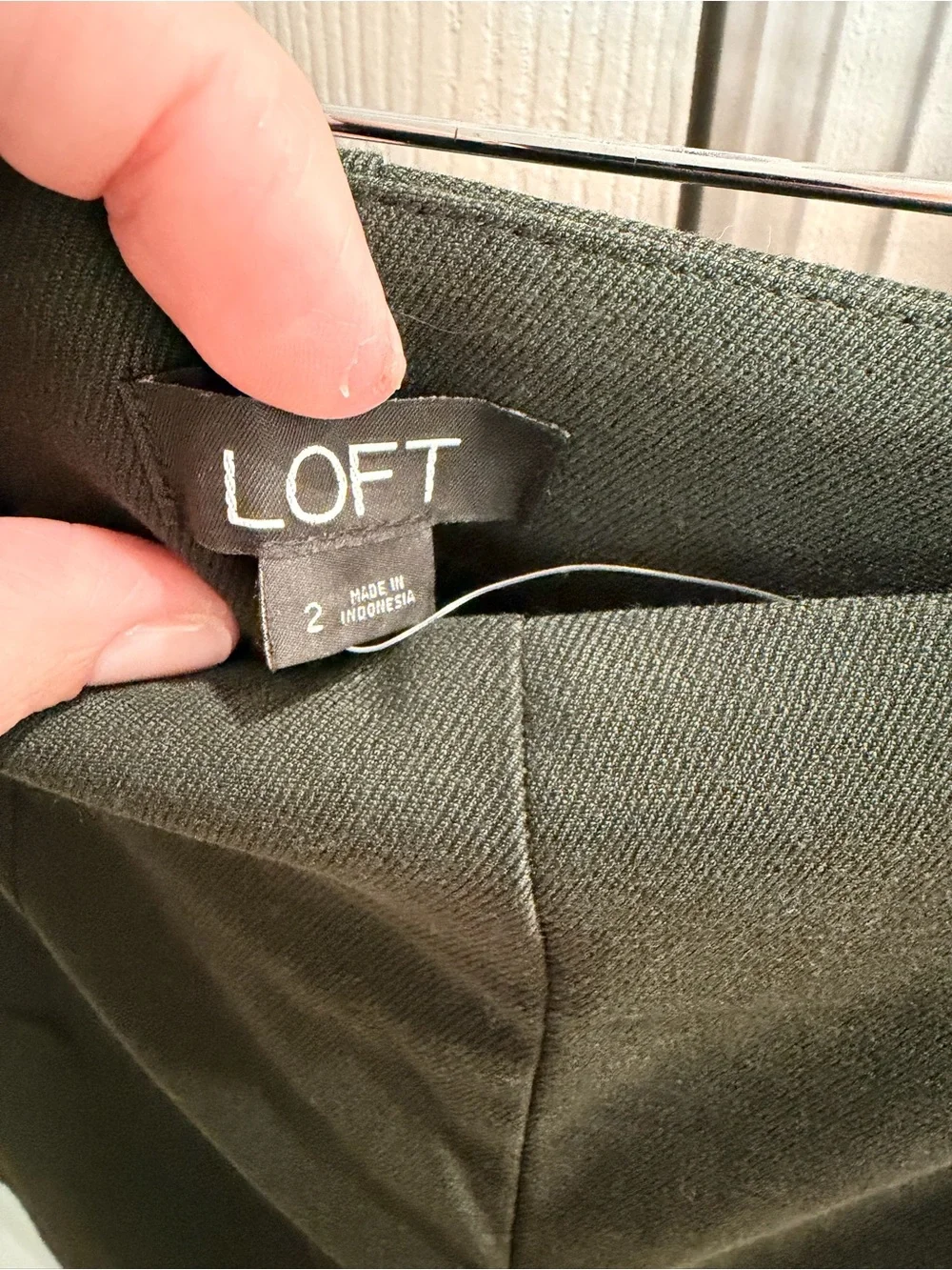 LOFT Dark Green Wide-Leg Cropped Pants